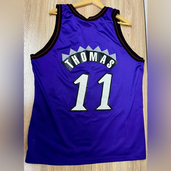 Vintage NBA Toronto Raptors Isiah Thomas #11 Jersey Champion Men’s Sz 48 RARE XL - Picture 9 of 11